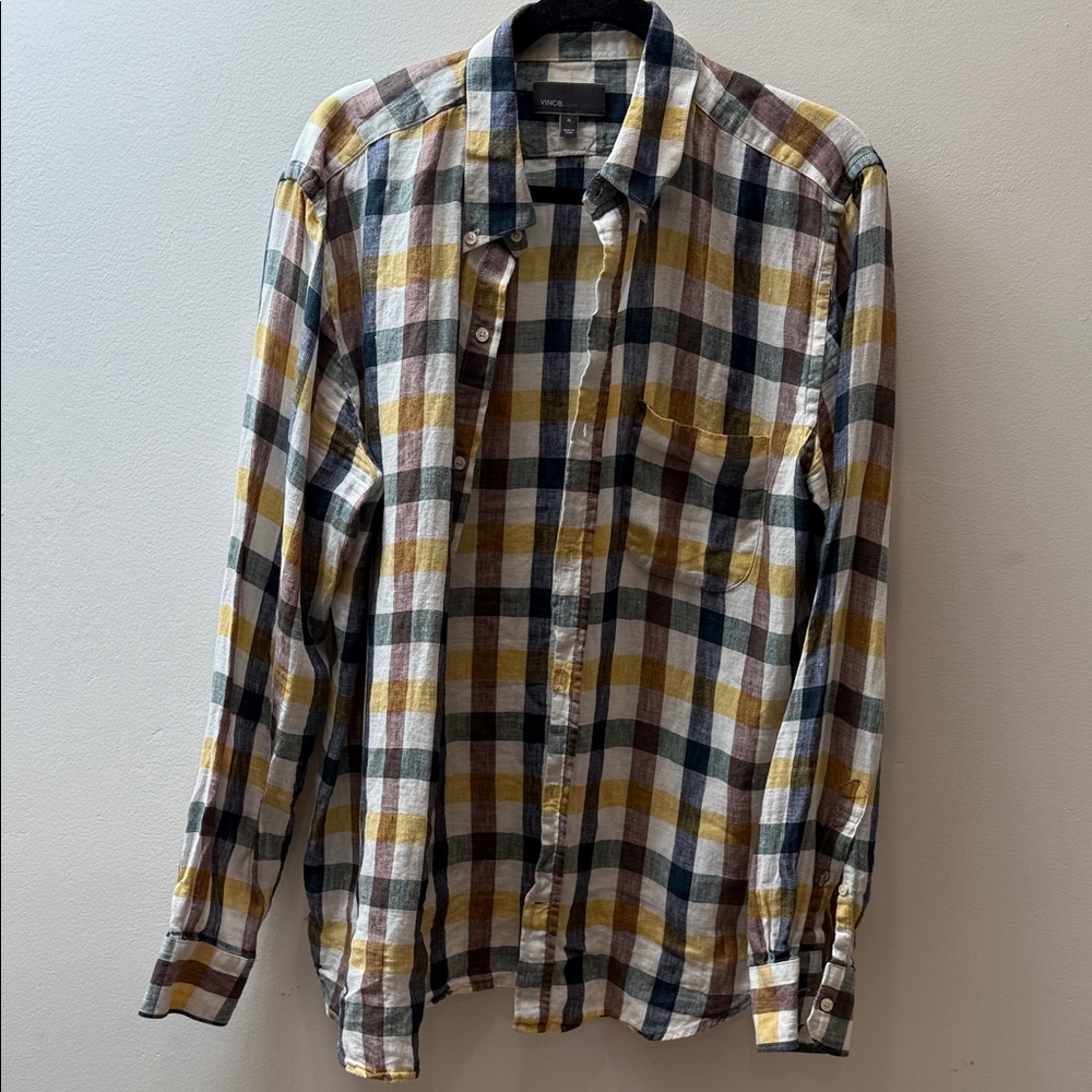 Vince Multicolor Plaid Casual Shirt
